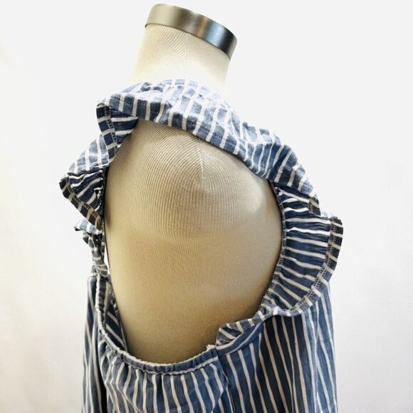 NWT LAUREN CONRAD Women Sleeveless Pullover Square Neck Striped Blue Shirt Sz O - Picture 7 of 14